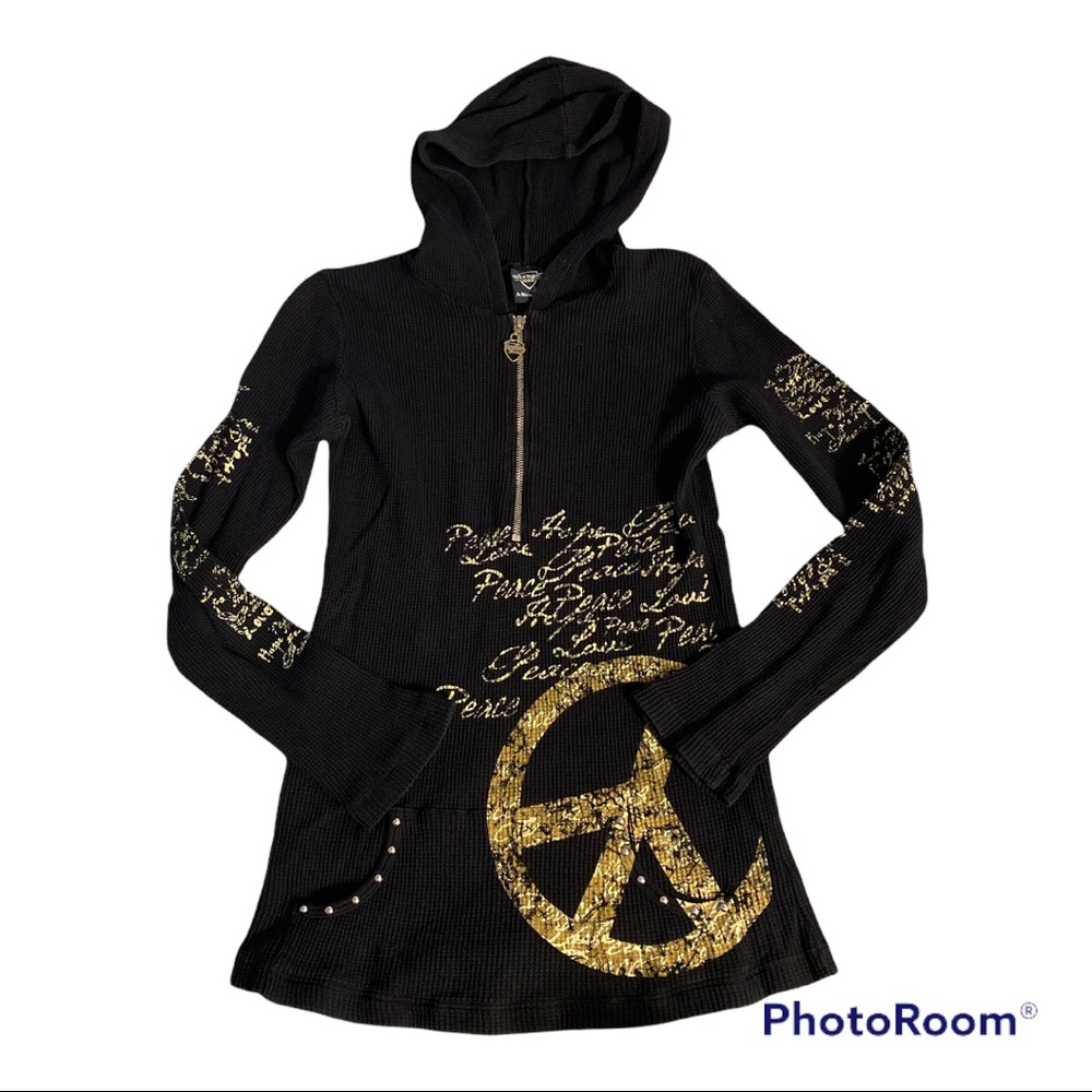 Sledge USA studded peace sign top Y2k
